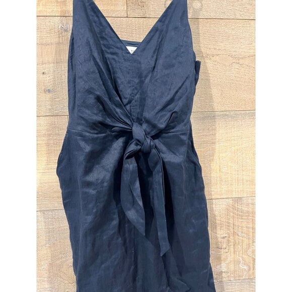 NWT REISS KAY TIE DETAIL NAVY  LINEN MIDI DRESS SIZE 2 - Picture 5 of 12